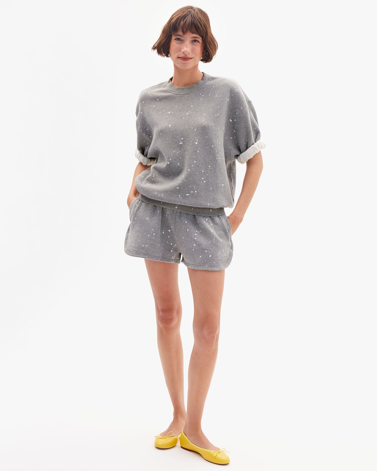 Clare V. Short Sleeve Oversized Sweatshirt - Splatter