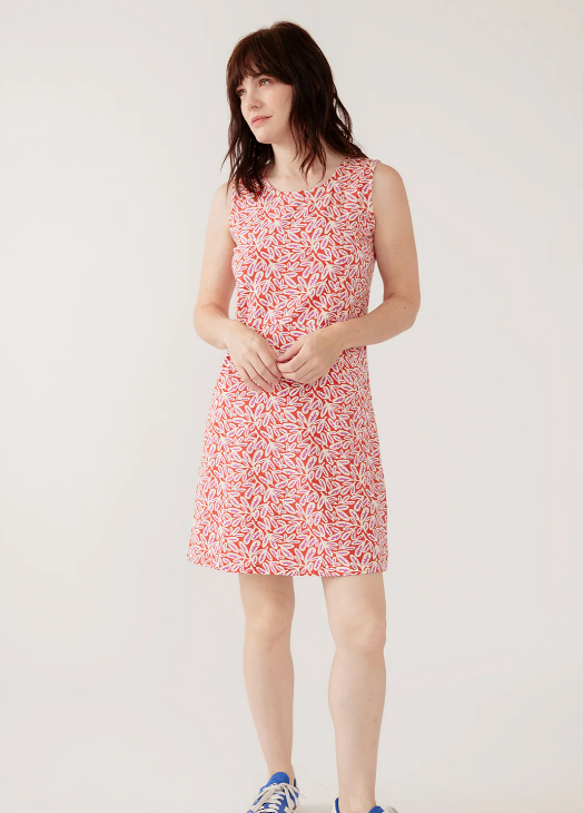 Mata Traders Evanston Dress in Fern Beats Tangerine