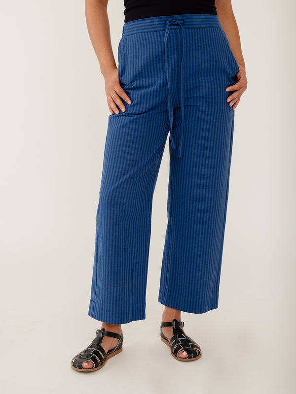 Mata Traders Emmy Drawstring Pant in Cerulean Stripe