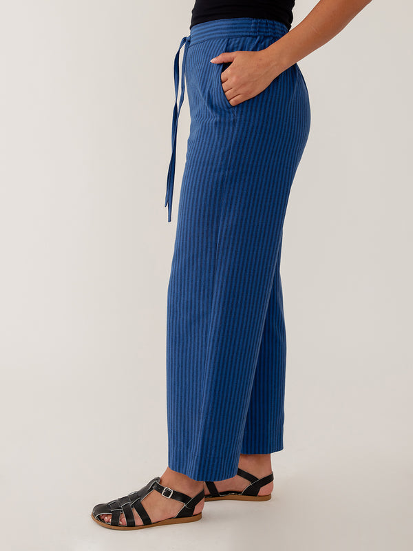 Mata Traders Emmy Drawstring Pant in Cerulean Stripe