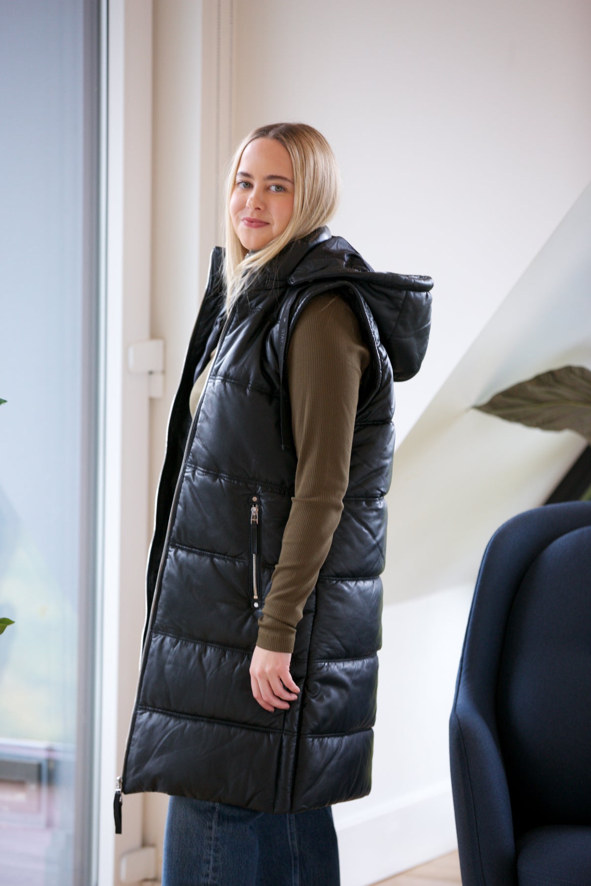Mauritius Leather Veo CF Leather Puffer Vest Jacket