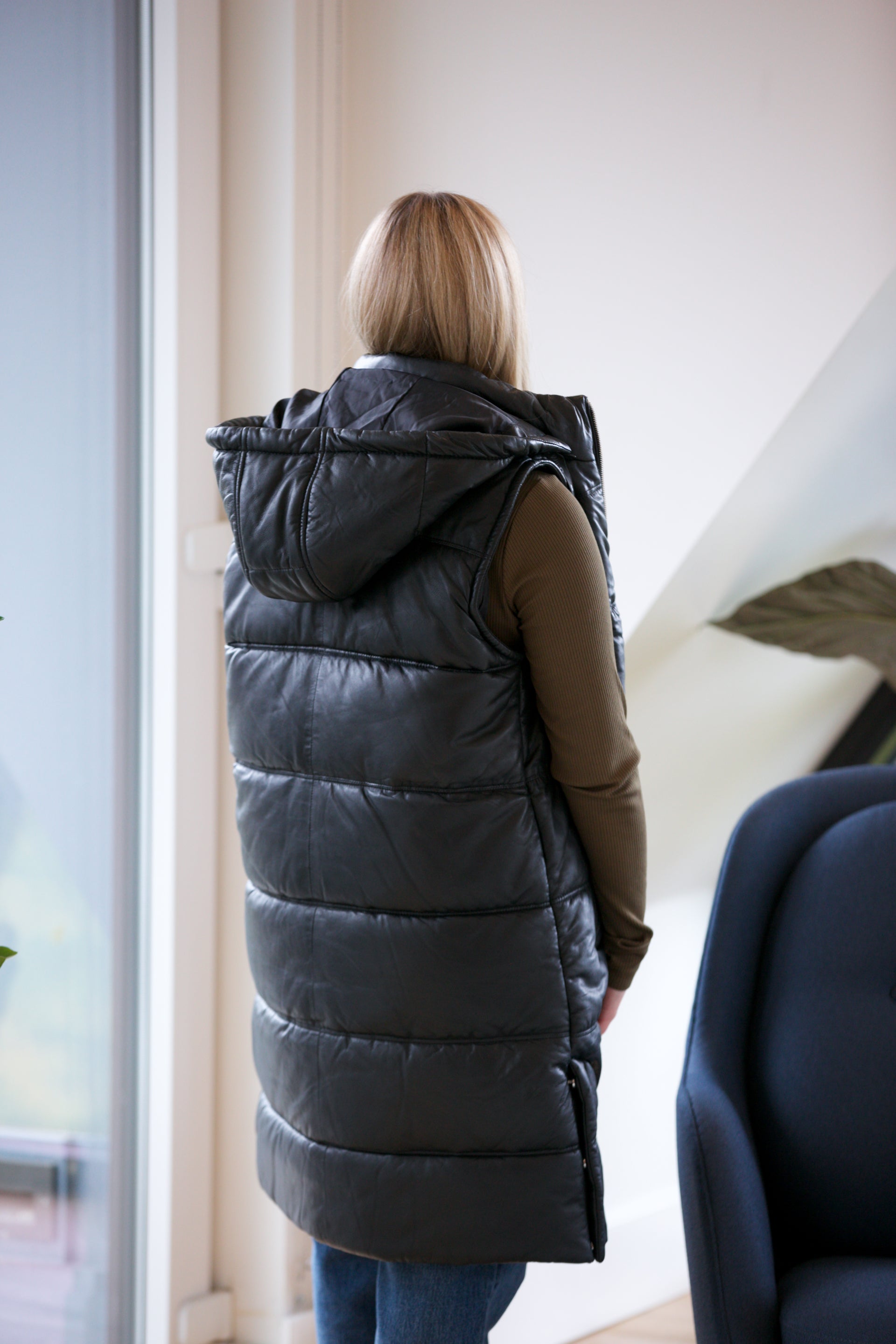 Mauritius Leather Veo CF Leather Puffer Vest Jacket - Adorn