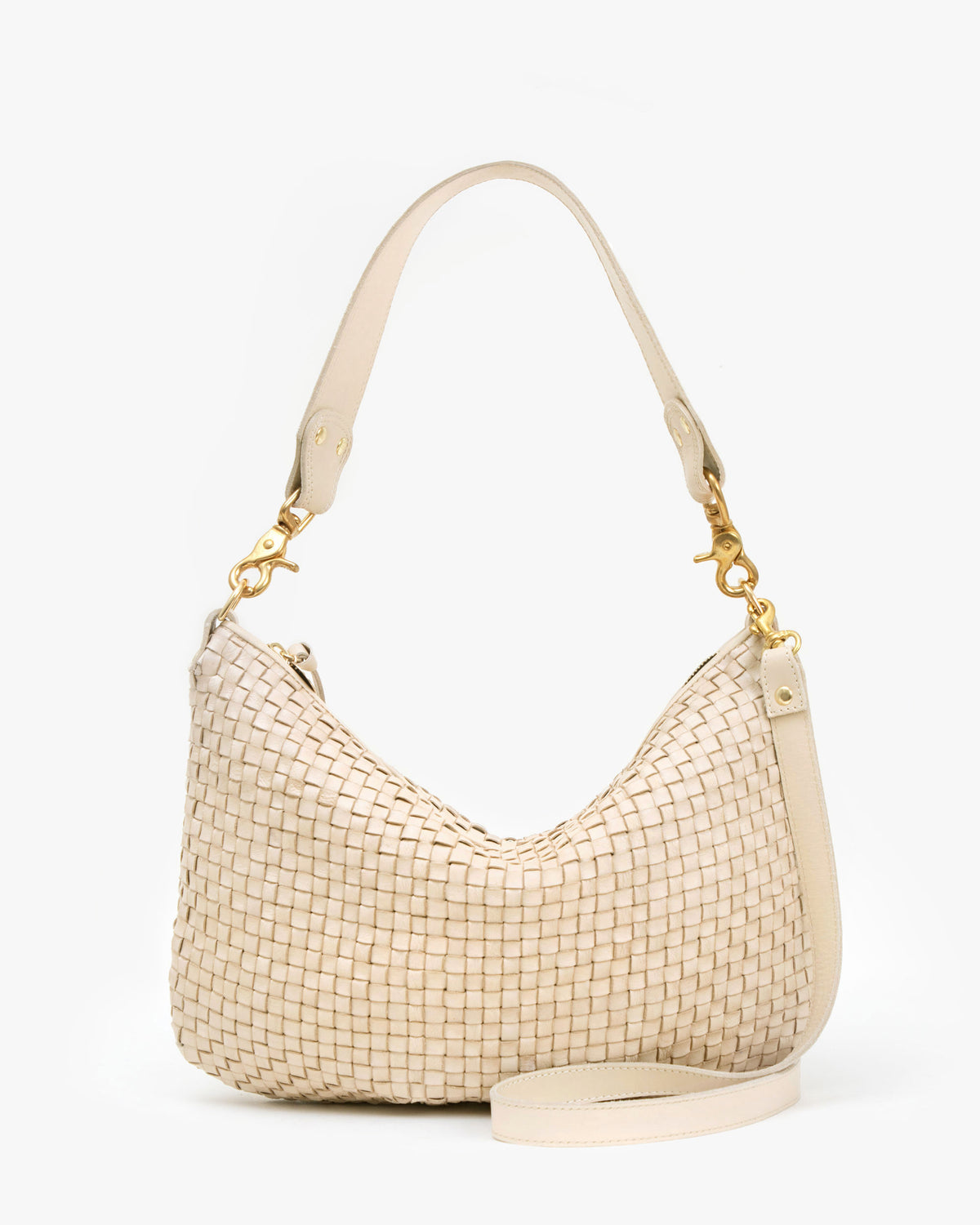Clare V. Moyen Messenger Cream Woven Checker'