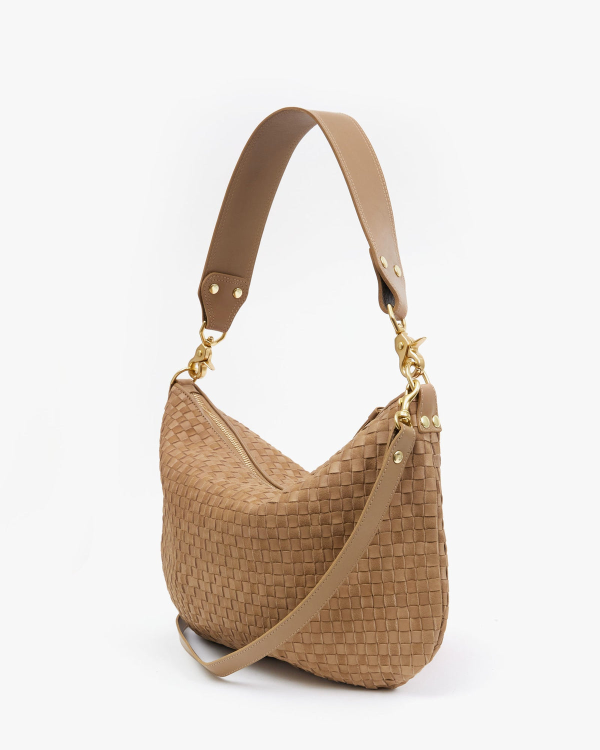 Clare V. Moyen Messenger Clay Nappa &amp; Suede Woven Checker
