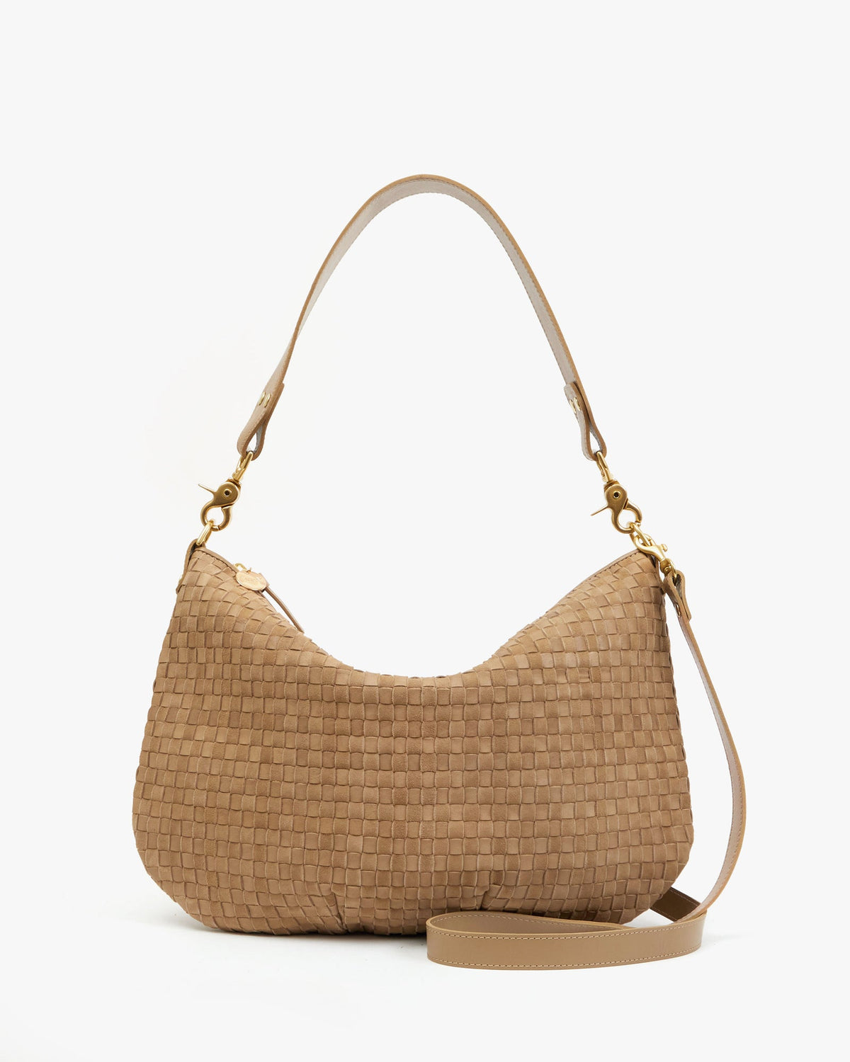 Clare V. Moyen Messenger Clay Nappa &amp; Suede Woven Checker