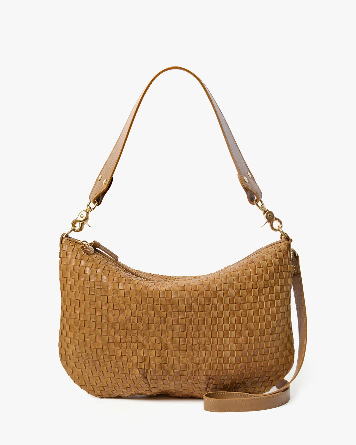 Clare V. Moyen Messenger Sequoia Leather &amp; Suede Woven Checker