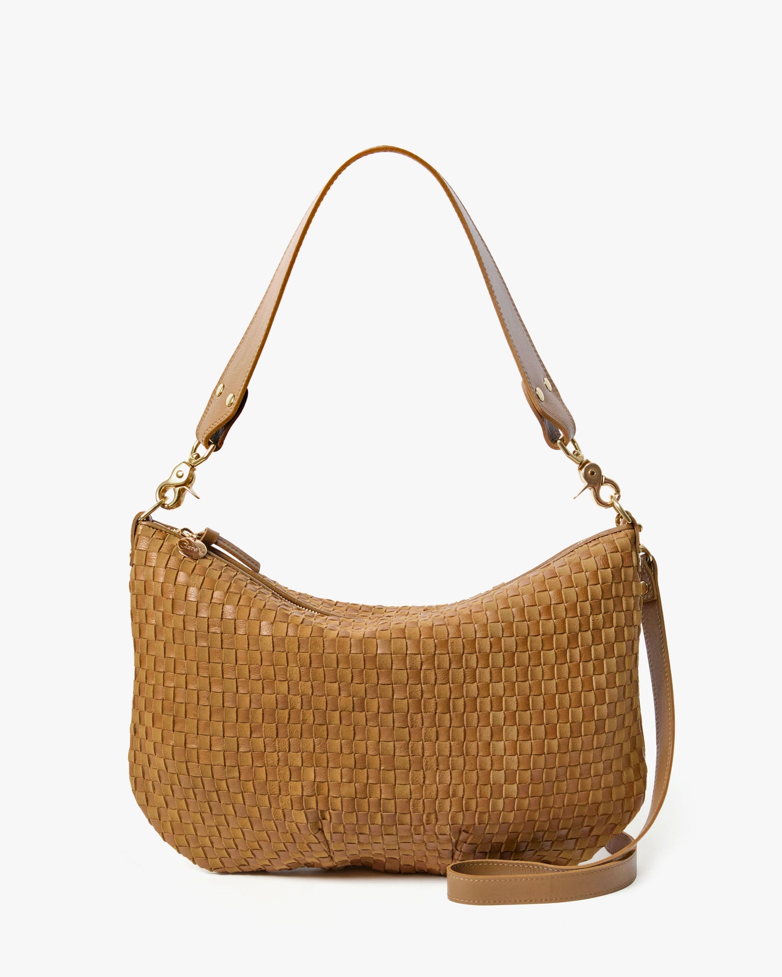 Clare V. Moyen Messenger Sequoia Leather & Suede Woven Checker