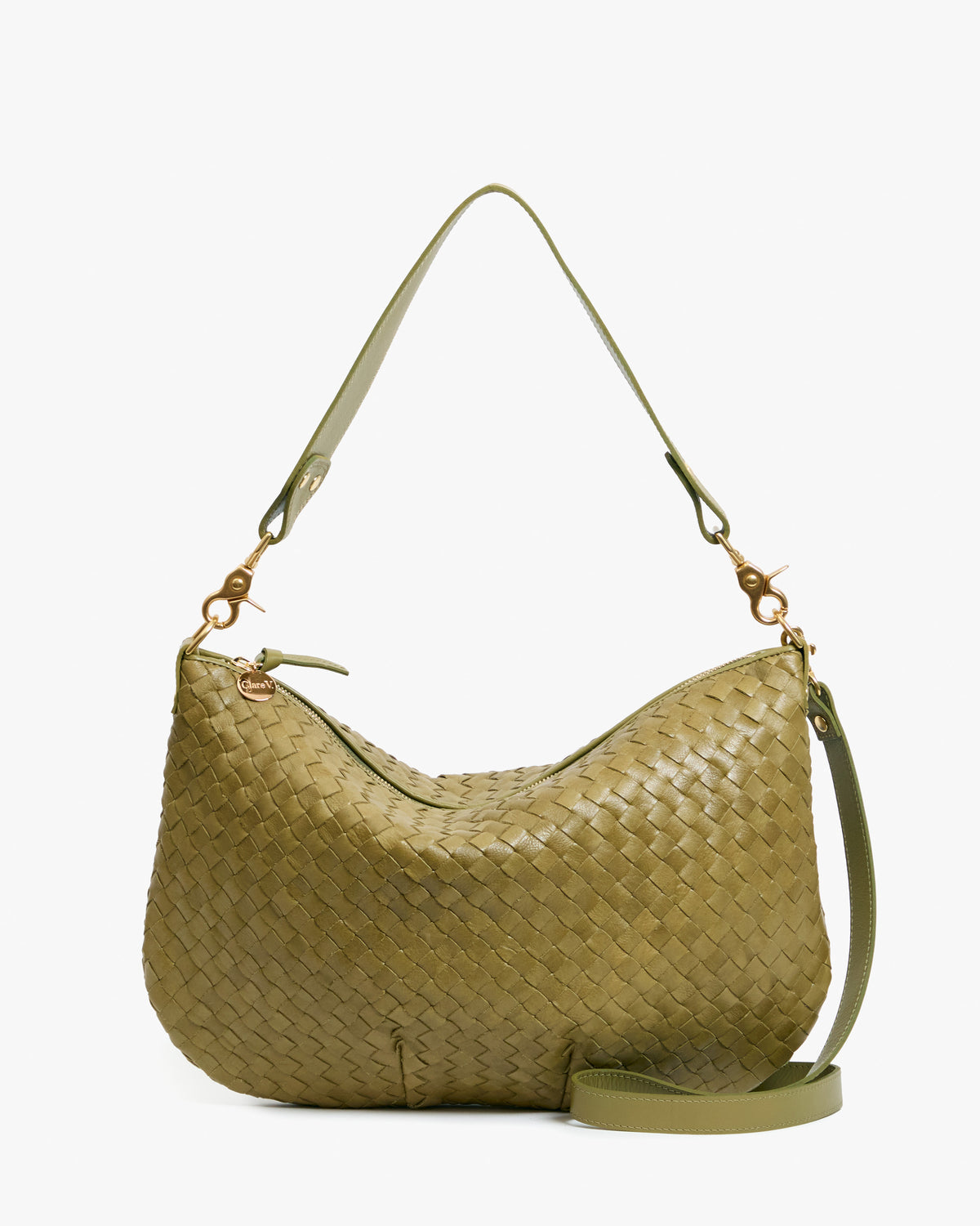 Clare V. Moyen Messenger - Medium Woven Diagonal in Olive