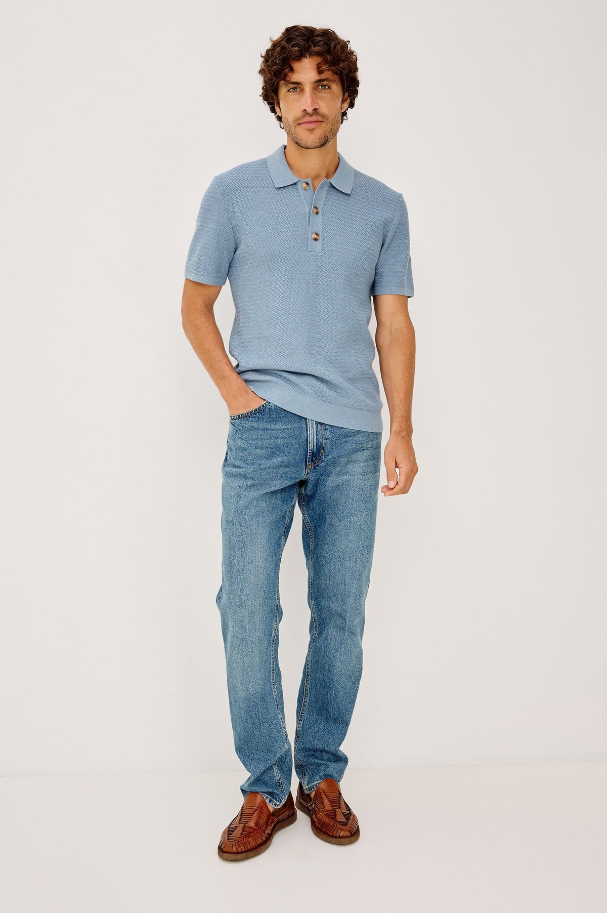 Rails Nathan Polo in Blue Sky Heather