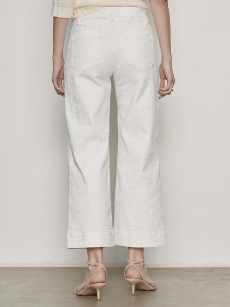 Sanctuary The Marine Pant in Chalk with Embroidery