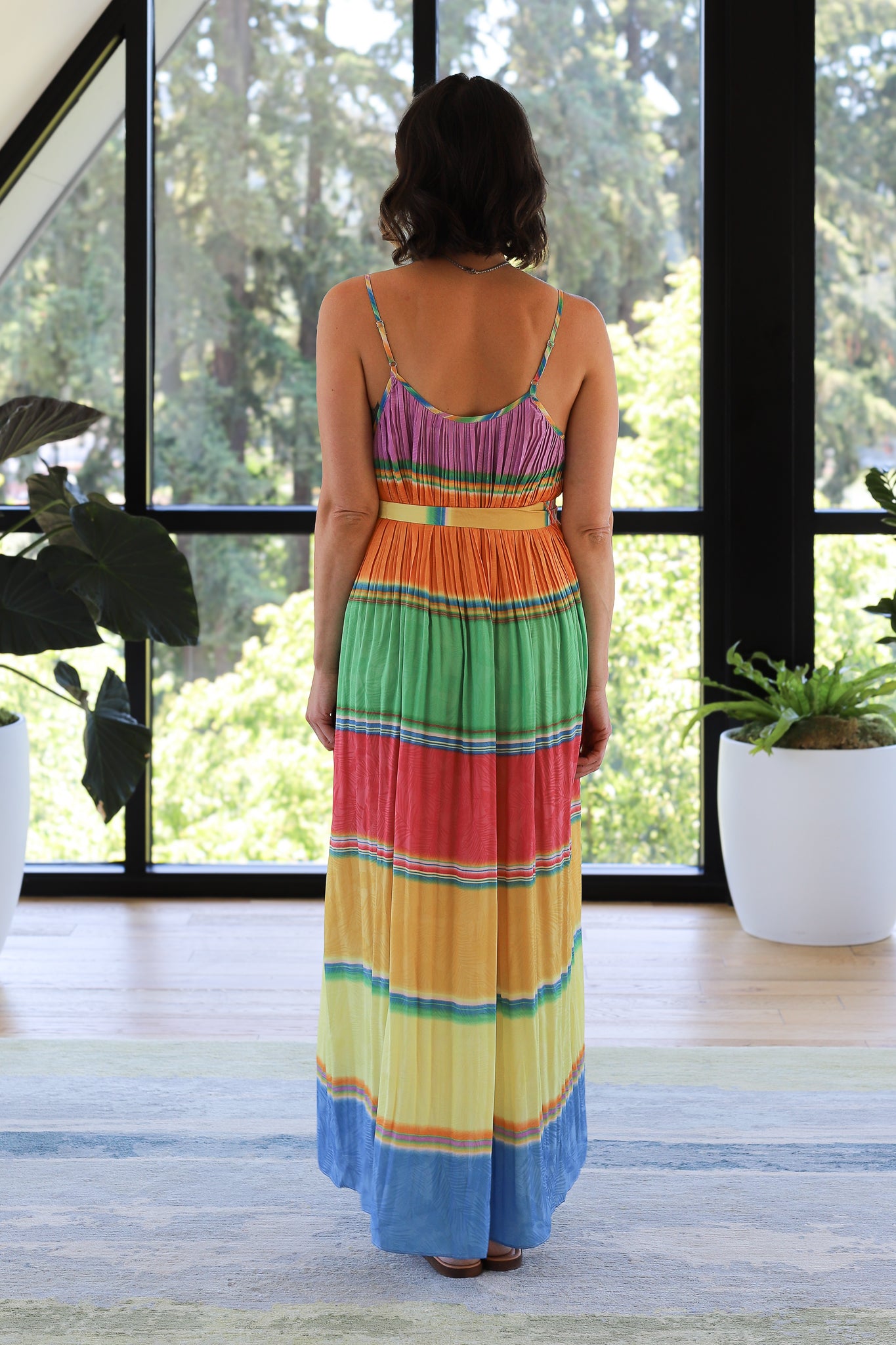 color block pleated midi dress Colour-Block Pleated Midi Dress in Blue/Navy