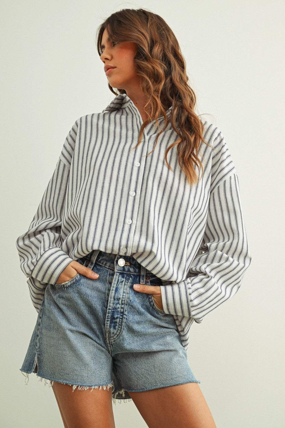 NYLAND Briella Striped Shirt Navy
