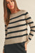 NYLAND Callie Striped Round Neck Sweater Coffee Black