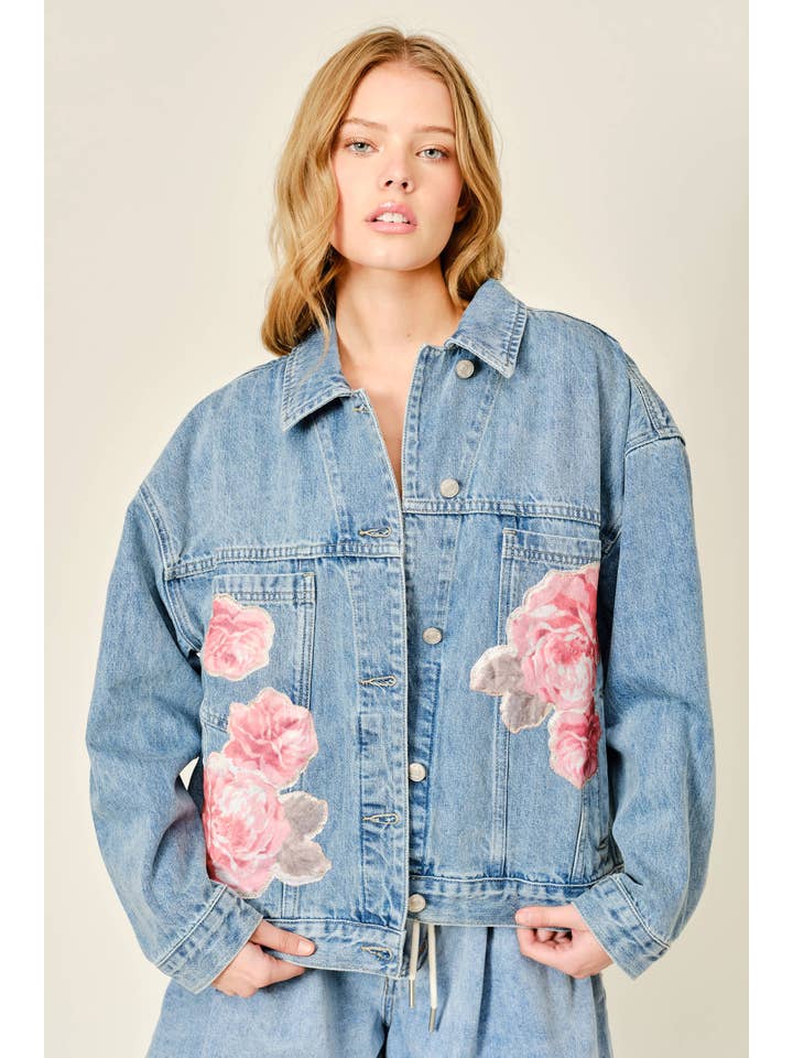 NYLAND Havilah Flower Patch Denim Jacket