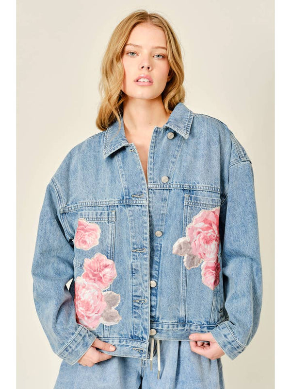 NYLAND Havilah Flower Patch Denim Jacket - Adorn