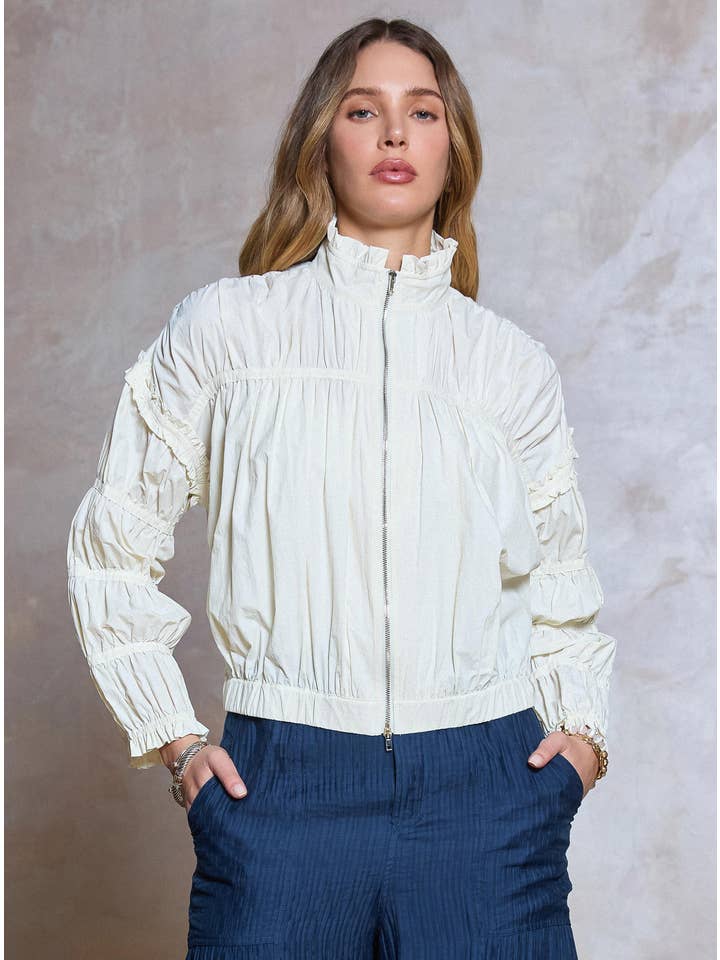 NYLAND Jam Shirring Zip Up Jacket
