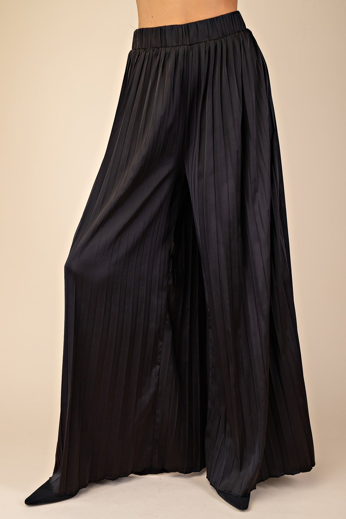 NYLAND Reese Pleats Pants w/ Elastic Waist Black