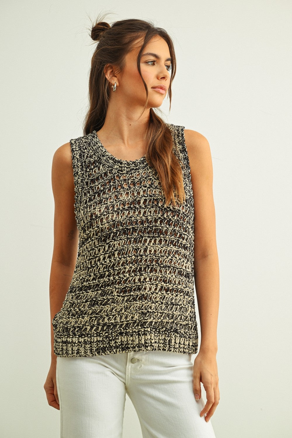 NYLAND Solace Sleeveless 2 Tone Knit Top Black