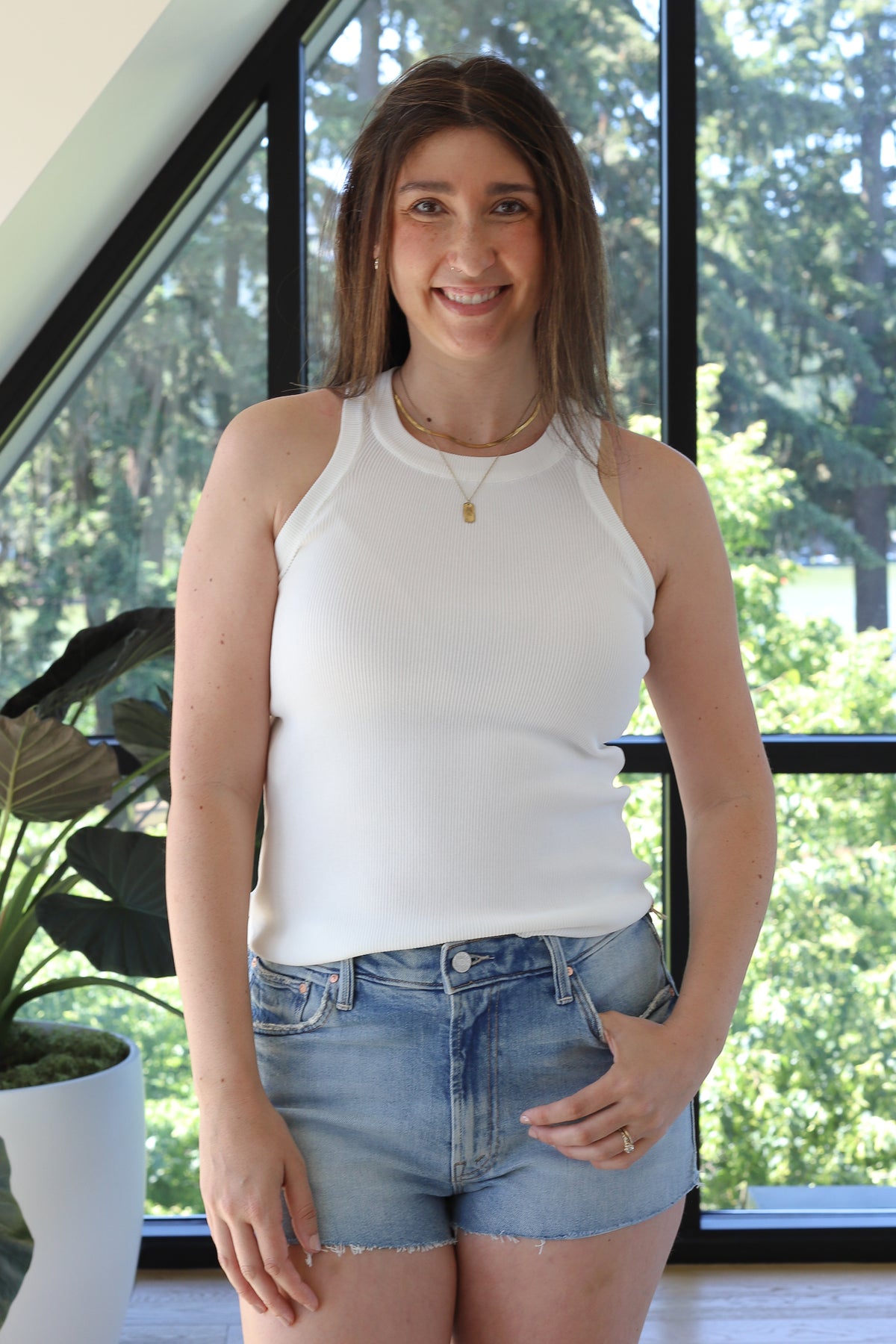 NYLAND Tara Ribbed Tank White