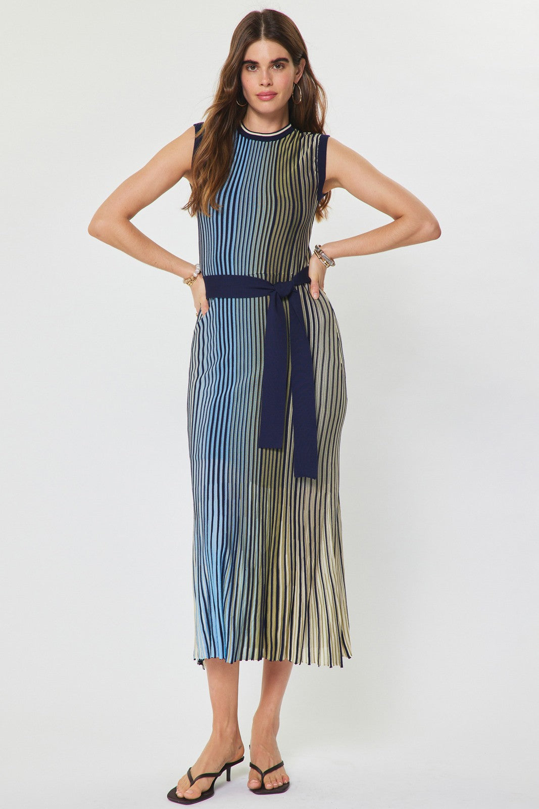NYLAND Zoie Striped Knit Midi Dress