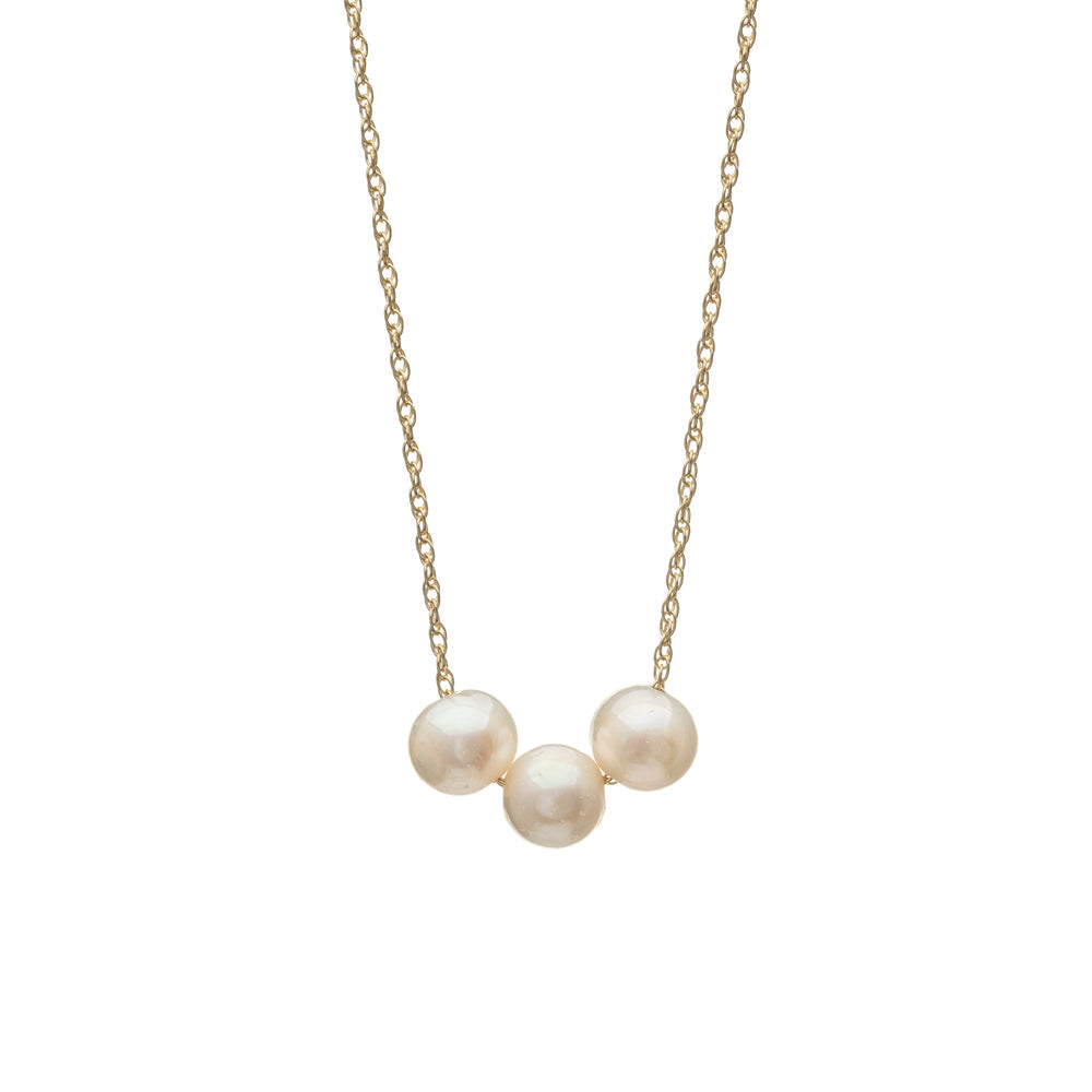 Kenda Kist Triple Pearl Necklace Gold Cream