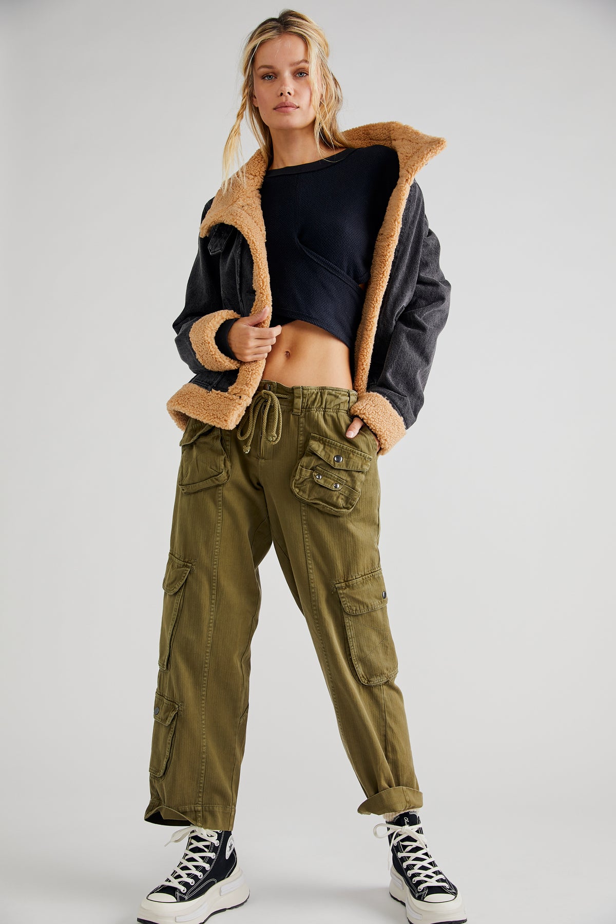 Free People Tahiti Cargo Pant in Dried Herb
