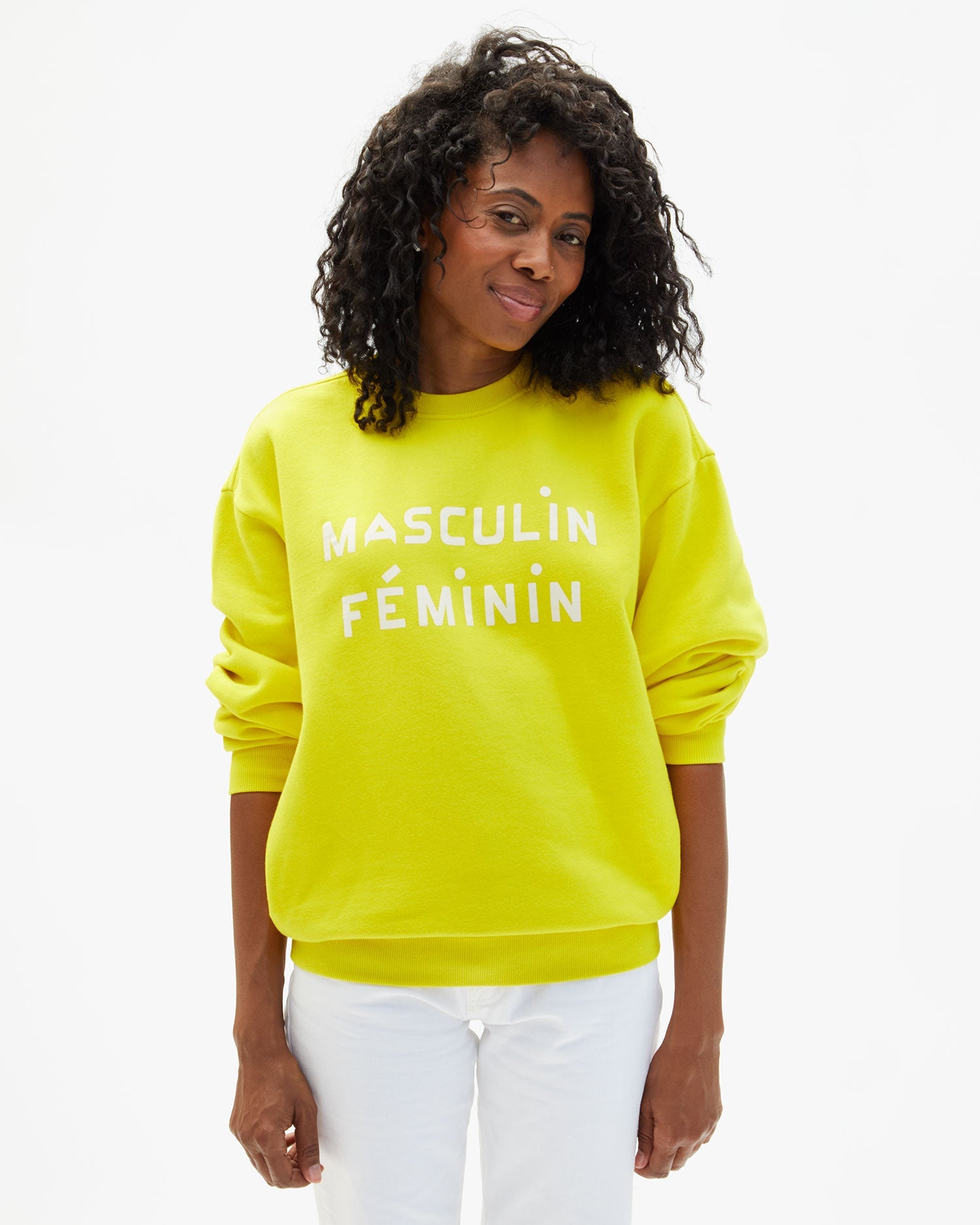 Clare V. Masculin Feminin Oversized Sweatshirt Citron