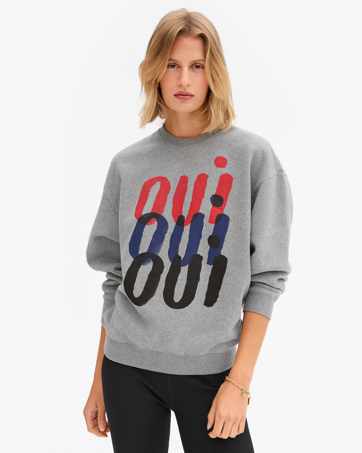 Clare V. Oversized Sweatshirt Triple Oui in Grey Melange