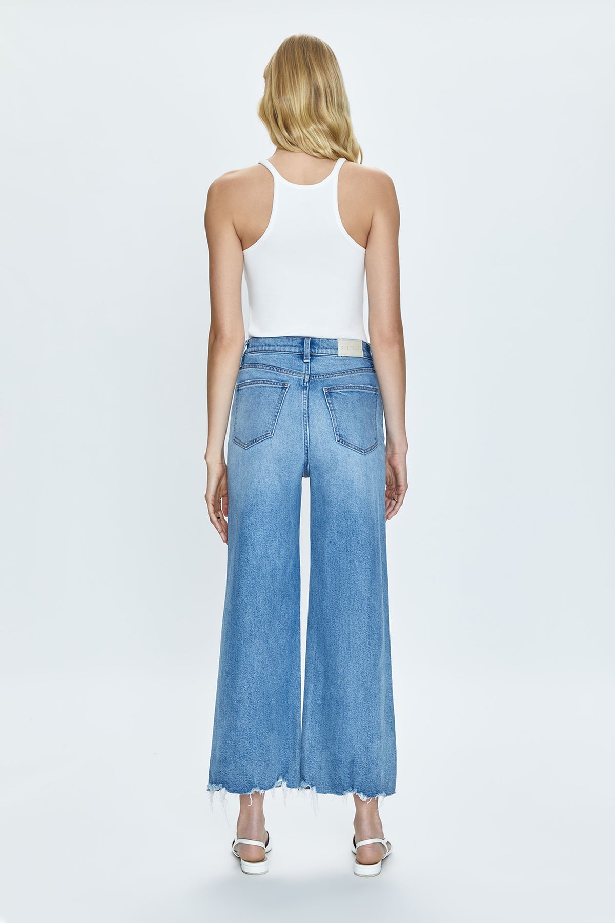 Pistola Blue Wide Leg online Crop High Waisted Jeans