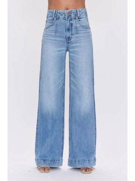 PISTOLA Lana Double Button Wide Leg Jean in Terrace
