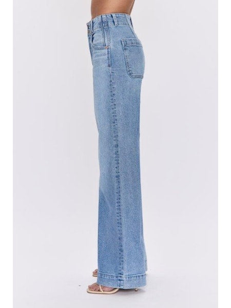 PISTOLA Lana Double Button Wide Leg Jean in Terrace