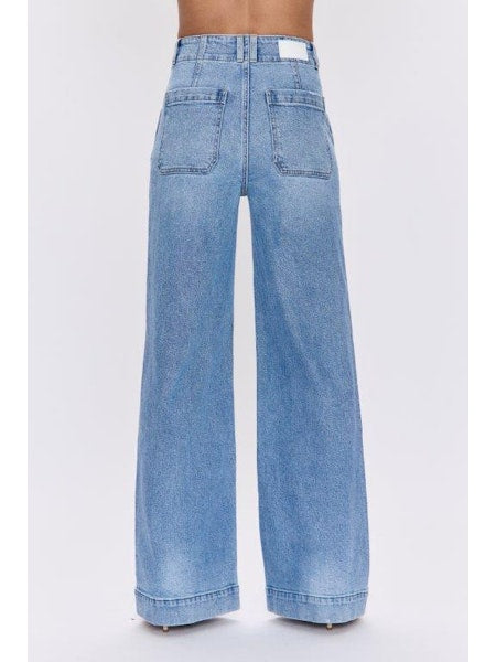 PISTOLA Lana Double Button Wide Leg Jean in Terrace