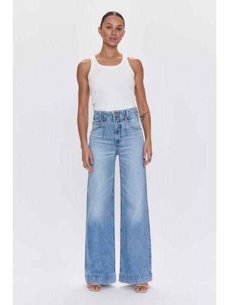 PISTOLA Lana Double Button Wide Leg Jean in Terrace
