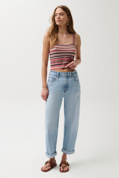 PISTOLA Donny Rolled Hem Boyfriend in Old Blues