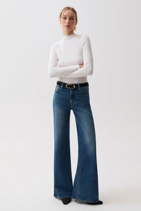 PISTOLA Vivian Mid Rise Wide Leg in Blue Depths