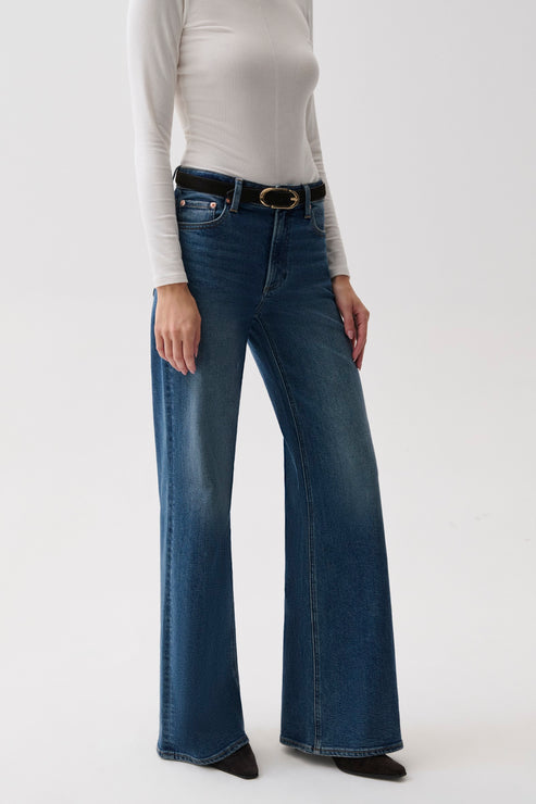 PISTOLA Vivian Mid Rise Wide Leg in Blue Depths