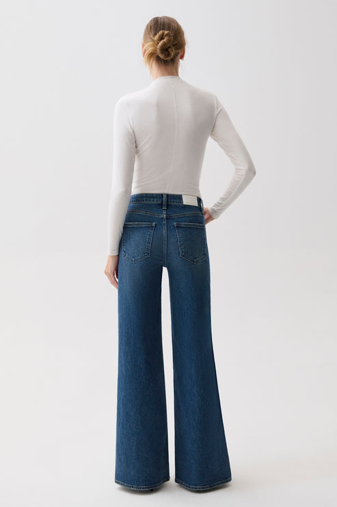 PISTOLA Vivian Mid Rise Wide Leg in Blue Depths
