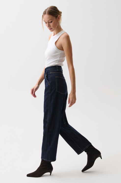 PISTOLA Beau Seamed Crescent Raw Jean in Nightfall
