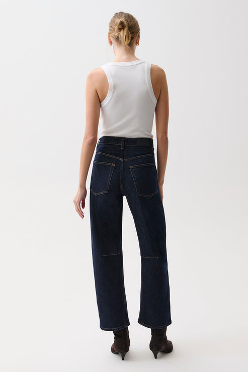 PISTOLA Beau Seamed Crescent Raw Jean in Nightfall