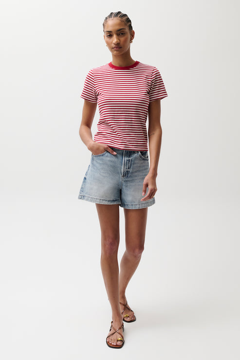 PISTOLA Saige High Rise A-Line Short in French Riviera