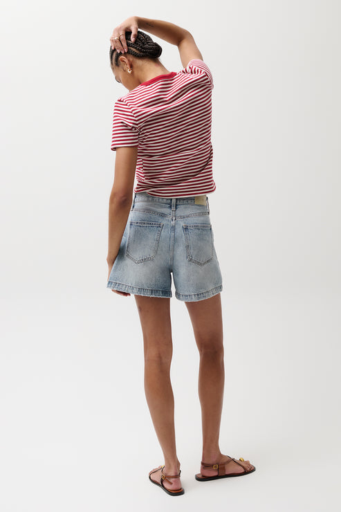 PISTOLA Saige High Rise A-Line Short in French Riviera