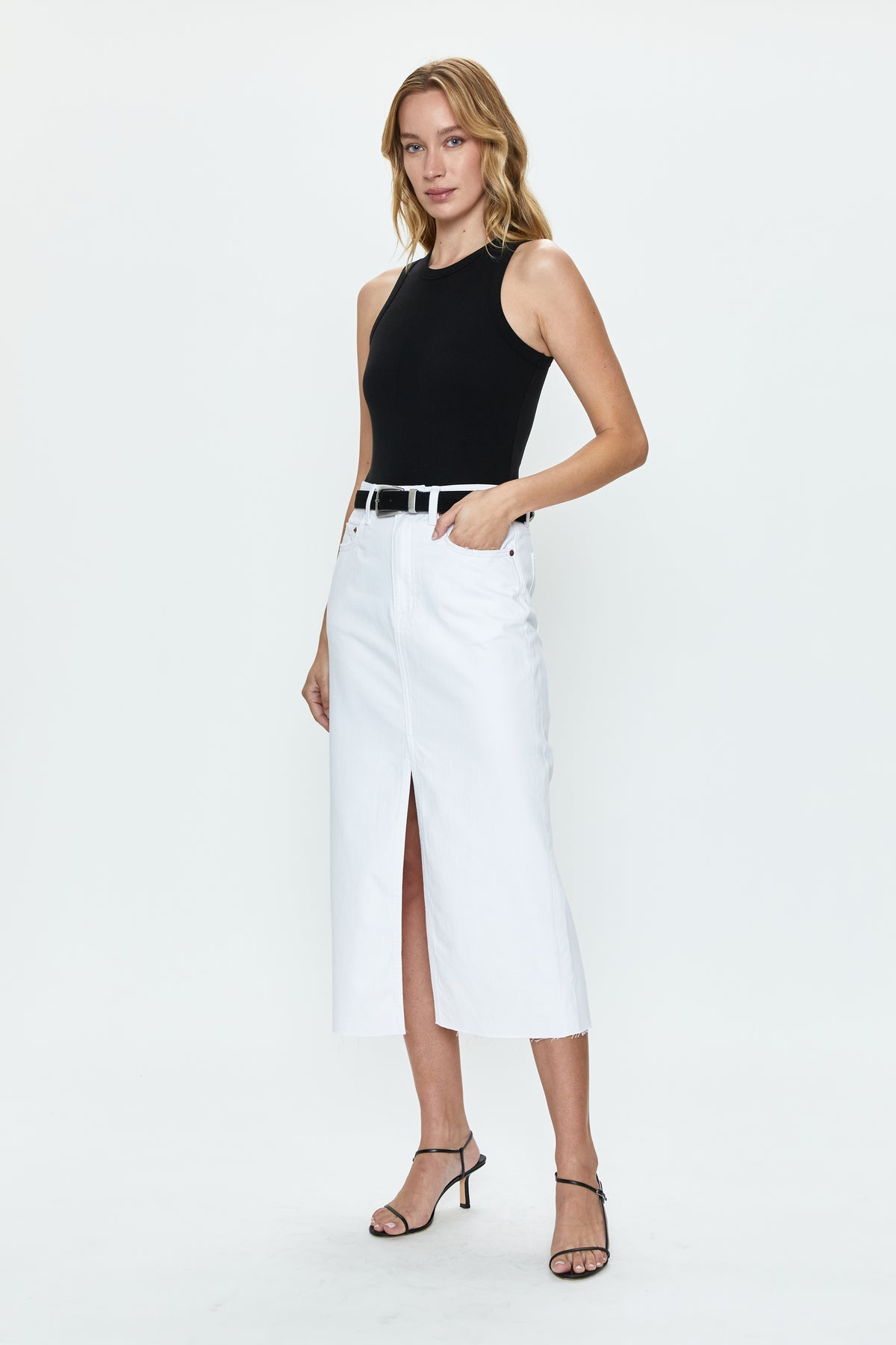 PISTOLA Alice Midi Skirt in White