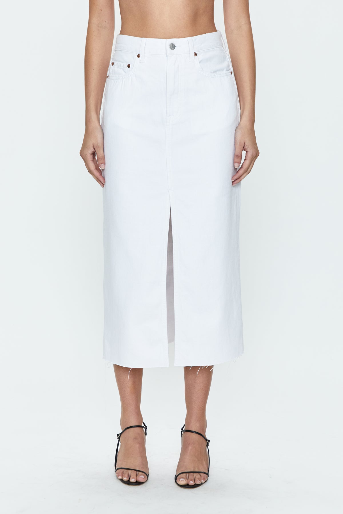 PISTOLA Alice Midi Skirt in White