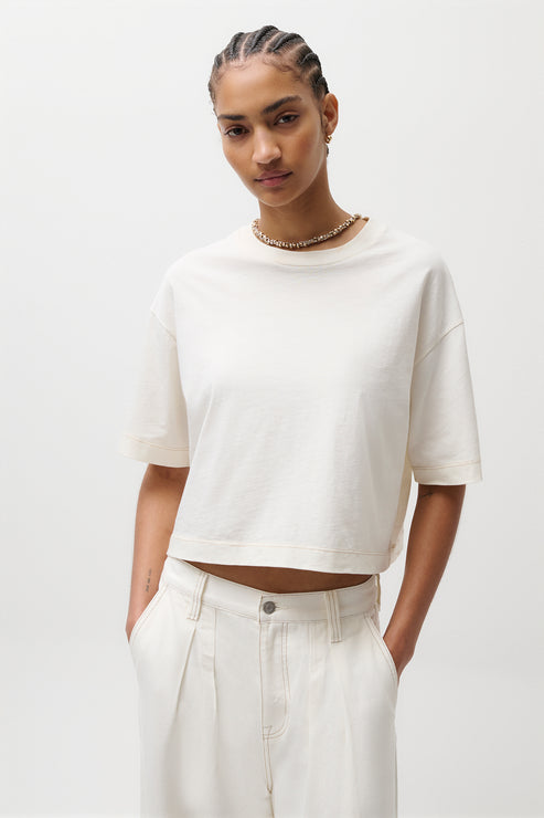 PISTOLA Mae Cropped Tee Soft White