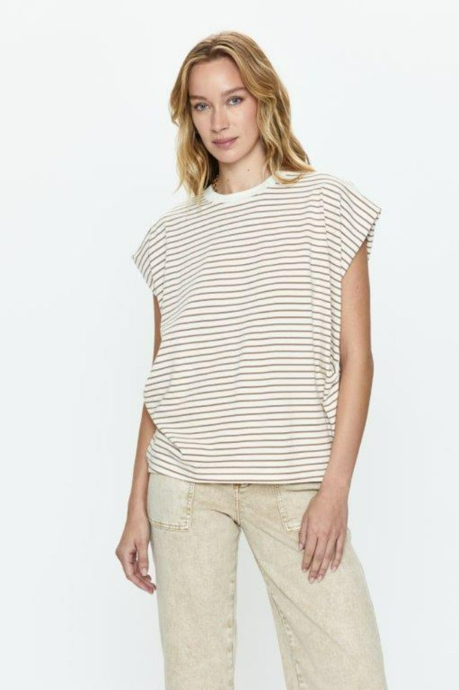PISTOLA Trina Striped Muscle Tee Sable Stripe