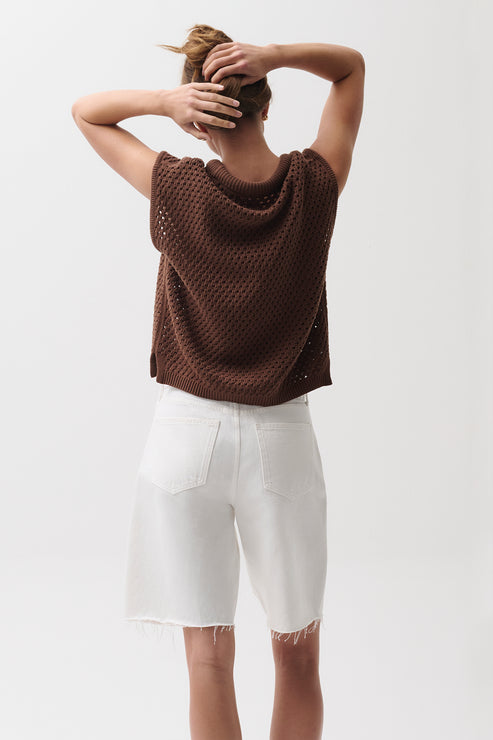 PISTOLA Beck Open Knit Cropped Sweater
