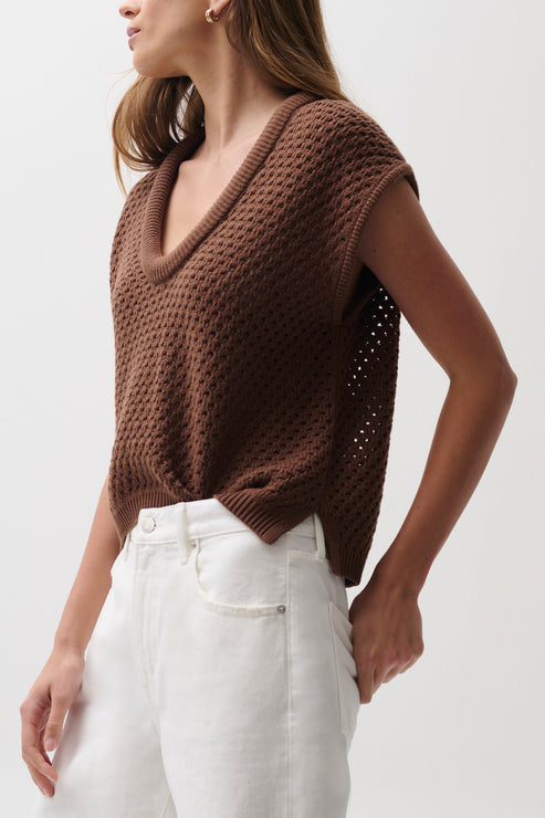 PISTOLA Beck Open Knit Cropped Sweater