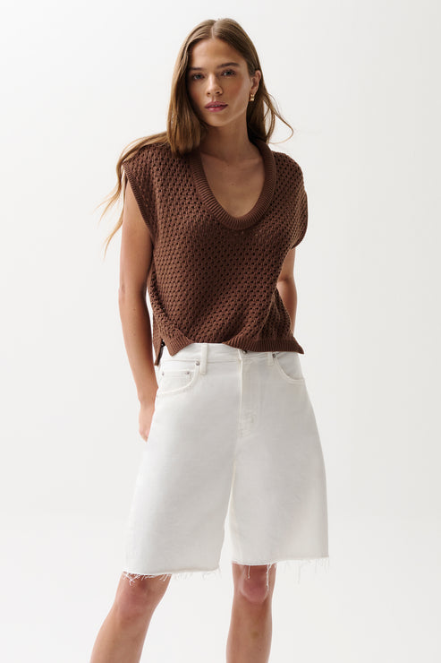 PISTOLA Beck Open Knit Cropped Sweater