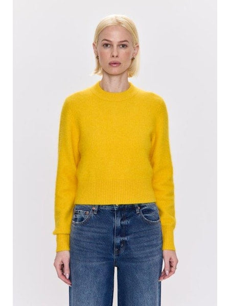 PISTOLA Sara Shrunken Crew Neck Sweater Citron