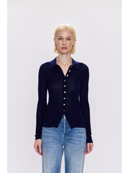 PISTOLA Korey Fitted Rib Cardigan Sweater